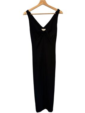 Vintage Black Maxi Dress with Knot Detail